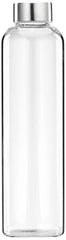 Amazon Brand - Solimo Silica Glass Bottle with Flip Cap, 1 Litre, Set of 4, Transparent