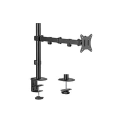 Jin Office Height Adjustable Monitor Stand Mount | Supports 13-32" Screens| 9KG Weight Capacity | Metal Black Powder Coated Single Monitors Arm Stand| Articulating Tilt and Swivel Display Desk Mount