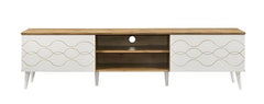 DeckUp Soneva Engineered Wood TV Unit (Wotan Oak & White, Matte Finish)