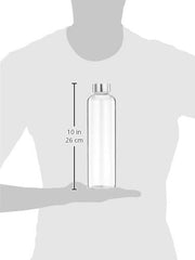 Amazon Brand - Solimo Silica Glass Bottle with Flip Cap, 1 Litre, Set of 4, Transparent