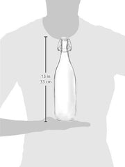 Amazon Brand - Solimo Silica Glass Bottle with Flip Cap, 1 Litre, Set of 4, Transparent