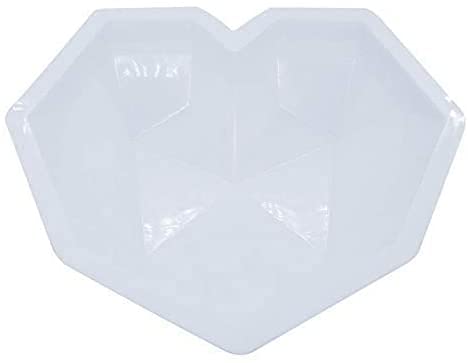 SYGA Pinata 3D Diamond Heart Love Shape Silicone Cake Mold Chocolate Mousse Dessert Baking Non-Stick Mould Pan for Mousse, Chocolate Brownie, Cheesecake, Jelly, Ice Cream, Fondant, DIY Tools-White