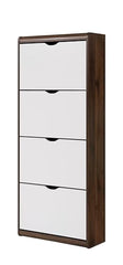 DeckUp Jade Engineered Wood 4-Door Shoe Rack (Walnut & White, Matte Finish)