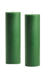 LTYNE™ 100% Pure Paraffin Wax Pillar Candles (2 x 6), Unscented Smokeless Pillar Candles Pack of 2, Burn Time: 25-30 Hours (Light Green)