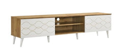 DeckUp Soneva Engineered Wood TV Unit (Wotan Oak & White, Matte Finish)