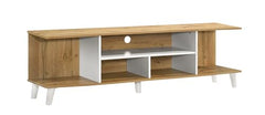 DeckUp Melia Engineered Wood TV Unit (Wotan Oak & White, Matte Finish)