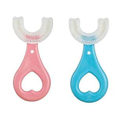 MOMISY U Shaped Toothbrush for Kids Manual Whitening Toothbrush Silicone Brush Head for Kids Children Infant Toothbrush For 2-6 Years Mouth-Cleaning (Heart Design) (Multicolor, Pack of 2)