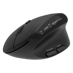 amazon basics Pro Series 650 mAh Wireless Rechargeable Ergonomic Mouse for PC, Mac, Laptop | 3 Adjustable DPI Settings Up to 1600 | Shortcut Buttons | Tri-Mode connectivity (Black)