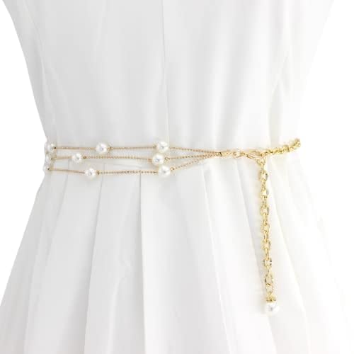 SYGA Womens, Polyethylene Pearl Waist Chain Belt Adjustable Decorative Belt Hollowed Tassel Waist Belts Suitable Size For Waist 26-40 Multicolor