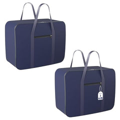 Kuber Industries Pack of 3 Storage Bag | Clothes Storage Bag | Rexine Underbed Storage Bag | Wardrobe Organizer for Blanket-Comforters | Foldable Attachi Bag | Black Patti | Large | Grey