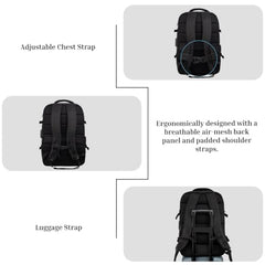 F Gear Blackhawk Black 40L Laptop Backpack, USB Port, Fits 18-inch Laptop