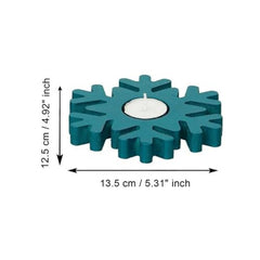 eCraftIndia Wooden Floral Printing Block Decorative Tea Light Candle Holders (Set of 12, Green White) Diwali Christmas Decorations Items for Home Office Christmas Gifts for Women Men Family Friend