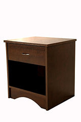 DeckUp Plank Bei Engineered Wood Bed Side Table and End Table (Walnut and White, Matte Finish)