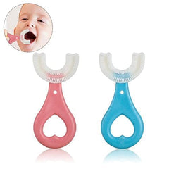 MOMISY U Shaped Toothbrush for Kids Manual Whitening Toothbrush Silicone Brush Head for Kids Children Infant Toothbrush For 2-6 Years Mouth-Cleaning (Heart Design) (Multicolor, Pack of 2)