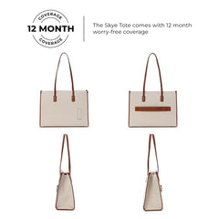 MOKOBARA Skye Tote 19L Laptop Bag 15 Inch Office Travel Handbag Beige | Stylish Purse College Girls Ladies Shoulder Bag Latest Waterproof Vegan Leather Tech Sleeve Luggage Strap Organizer Pocket