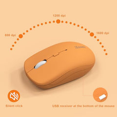 Wireless Keyboard and Mouse Combo, Full-Sized Wireless Keyboard and Adjustable DPI Mouse, 2.4GHz USB Receiver, Keyboard and Mouse for PC, Windows, Desktop, Laptop (Orange-B)
