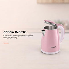 USHA Cool Touch Electric Kettle 1800 Watt|1.8 liter|Double Layered Cool Touch Outer Body|Safety with auto cut-off function|SS304 grade stainless steel inner body|Wider Mouth|2 years warranty (Pink)