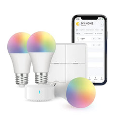 Broadlink Smart Home BLE Starter Kit - Includes 3 Bulbs, 1 Scene Switch and 1 Hub, Uses FastCon Tech, Compatible with Alexa and Google Home