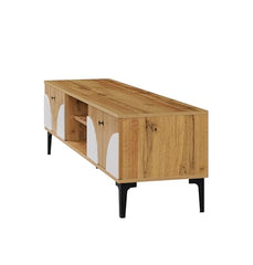 DeckUp Stella Engineered Wood TV Unit (Wotan Oak & White, Matte Finish)