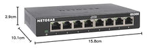 NETGEAR GS308 8-Port Gigabit Ethernet Network Switch, Hub, Internet Splitter, Desktop, Sturdy Metal, Fanless, Plug and Play