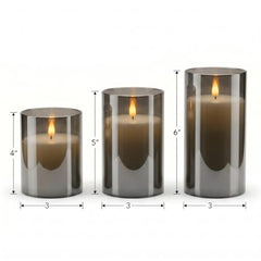 Flameless LED Pillar Candle Set of 2 | Acrylic Fiber Glass | Dancing Faux Wick | Remote Control with Battery Operated 3 AA | Home Décor & Gifting | 3" D x 6" H | Red