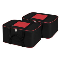 DALUCI Underbed Storage Bags for Clothes Pack of 4 Large Moisture Proof Organizer with Zipper Non Woven Foldable Storage Bag for Blanket Saree Wardrobe 54 x 46 x 26 cm (Black & Red - Large, 4 Pack)