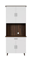 DeckUp Haven Kitchen Cabinet (Walnut & White, Matte Finish)