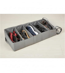 Sooqify Foldable Under Bed Shoe Organizer | Collapsible Storage Box with Clear Top & Dividers | Easy-Access Shoe Holder for Men’s & Women’s Footwear (Black)