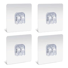 T ESSENTIALS Multipurpose Transparent Self Adhesive Wall Hooks Strong Sticky Heavy Hooks for Bathroom Kitchen Adhesives Hook for Shower Caddy Storage Shelves (Pack of 4)