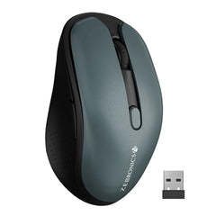 ZEBRONICS Charm Rechargeable Wireless Mouse, Dual Mode (2.4GHz + BT), Dual Bluetooth, Upto 1600 DPI, Silent Operation, 6 Buttons, Comfortable & Ergonomic, for Mac | Laptop | Computer (Metallic Grey)