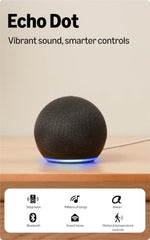 Amazon Echo Dot (5th Gen), smart speaker with Alexa+, vibrant sound, motion detection, temperature sensor, bluetooth, Blue