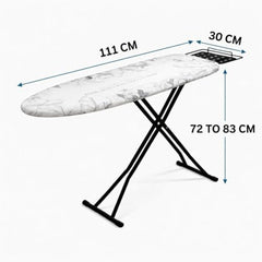 STEFFAN Heavy Duty Vertical Ironing Board, Foldable, 19 mm Metal Bracket, Adjustable Height, Pure Cotton Cover, Lattice Design | Clothes Iron Table| Home Laundry Accessory | 111x30 cm, Pink