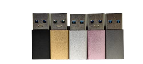 SYGA Female USB-C 3.1 to USB-A Male Adapter Compatible with USB-C Charge Cable for Laptops and Wall Chargers - Pack of 2, Assorted Colour