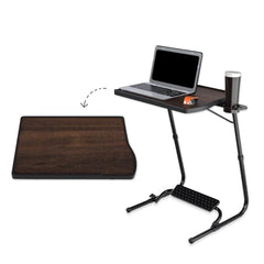 TABLE MAGIC- BADE Multipurpose Laptop Table Mat Finish - Adjustable, Foldable, Portable, Engineered Wood Top with Footrest, Top Size 60 * 45cm (X-Large, Midnight Black)