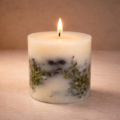 Goyoham | Berry Blush Botanical Candle, 70 Hour Burn Time | Large - 4 x 4 Inch, 750g, Unscented | Handcrafted with Natural Botanicals, Lead-Free Wick |