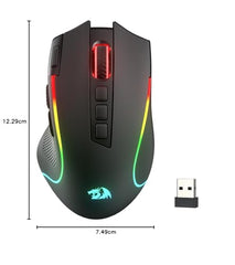 Redragon M612AK PRO RGB Gaming Mouse, 8000 DPI Wired/Wireless Optical Mouse with 9 Programmable Buttons & 7 Backlit Modes, BT & 2.4G Wireless, Software Supports DIY Keybinds Rapid Fire Button