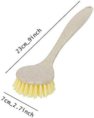SYGA Kitchen Scrub Brush Sink Bathroom Brushes with Comfortable Grip Handle Odourless Bristles for Pot Pan Cast Iron Skillet Dishes Cleaning (Beige) Pack of 10