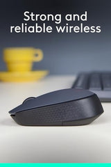 Logitech M170 Wireless Mouse, 2.4 GHz with USB Mini Receiver, Optical Tracking, 12-Months Battery Life, Ambidextrous PC / Mac / Laptop - Grey/Black