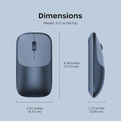SATECHI Slim EX Wireless Mouse, Bluetooth & 2.4 GHz, Quiet Clicks, Silver