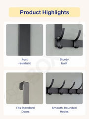 BOXJOY 12 Hook Over The Door Hanger | Wall Hanging Metal Hook Cloth Hangers | Strong Hooks Without Drill Clothes Organiser | Dress Stand Shirt Towel Home Organizer for Bathroom Bedroom Kitchen Wardrobe