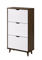 DeckUp Haven 3-Door Shoe Rack (Walnut & White, Matte Finish)