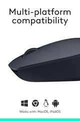 Logitech M170 Wireless Mouse, 2.4 GHz with USB Mini Receiver, Optical Tracking, 12-Months Battery Life, Ambidextrous PC / Mac / Laptop - Grey/Black