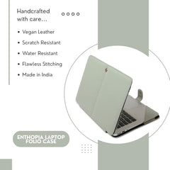 ENTHOPIA 13 to 14 Inches Folio Laptop Case Cover Vegan Leather Compatible for MacBook, Lenovo, Hp, Dell &Other Notebooks - Plain Cork