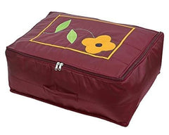 VR ATULIT BY CHOOSY 12 Flap Saree Bag | Clothes Storage Bag for Sarees, Blankets | Large Storage Bag for Clothes with Transparent Zip Covers | Foldable Quilted Bag Organizer with Handle for Wardrobe