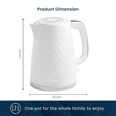 Tower Electric Kettle 1.7L Metal Body Auto Shut-Off 360° Base Blue | 1.7L capacity, 1350W rapid boil, full metal body, auto shut-off and boil-dry protection, 360-degree swivel power base