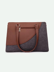 ZOUK Office Essential Bag | Jute | Vegan Leather Handcrafted Tote Bag With Double Handle Shoulder Strap | Bristel