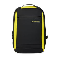 Nasher Miles Madison Passenger Workpack 22 Liters Water Resistant, Padded, Premium Reversed Polyester Black Yellow Laptop Backpack | USB charging| Unisex | Ideal For Office (Black & Yellow)