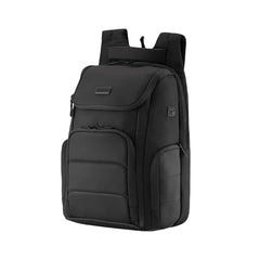 HARISSONS Teknos Business Travel Laptop Backpack | 35L | Fits 15.6” Laptop | 900D PU-Coated Polyester & Vegan Leather | Work, Travel & Commute | USB Port, Anti-Theft Pocket, Rain Cover (Black)