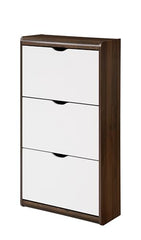 DeckUp Jade Engineered Wood 3-Door Shoe Rack (Walnut & White, Matte Finish)