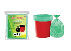 Newtone Garbage Bags | Small 17 X 19 Inches | 180 Bags (30 Bags X 6 Rolls) | Dustbin/Trash bin | Pouch Packing | (Green)